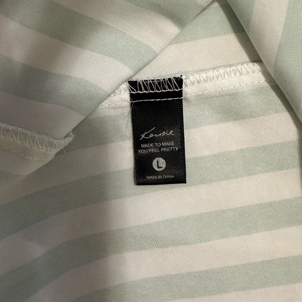 Kensie Green and Pink Striped Women’s Pajama Set - Picture 8 of 9